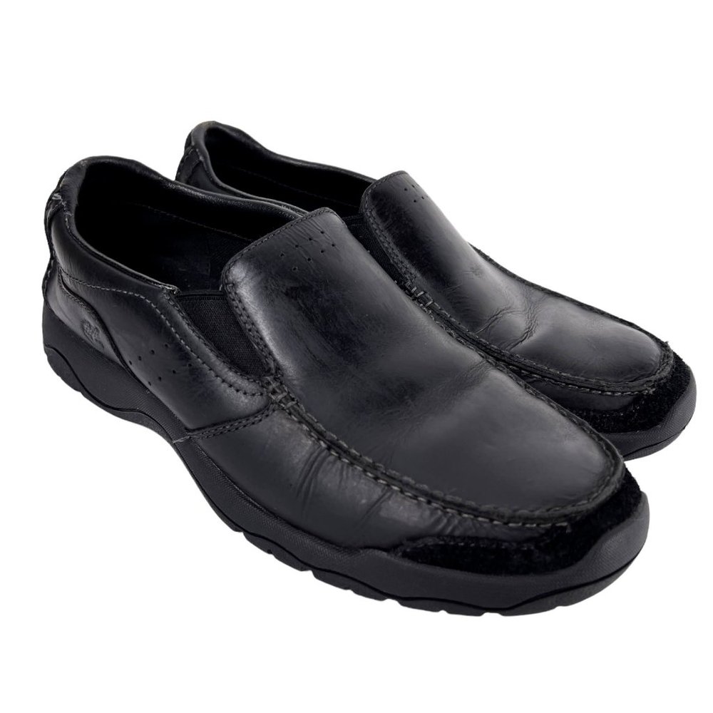 Timberland GSR Earthkeepers Black Leather Slip On Moc Loafers Comfort Shoes 8.5